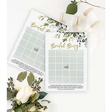 Printed Party Bridal Shower Games – Bingo Game with Blank Squares to Guess The Bride’s Gifts, Fu...