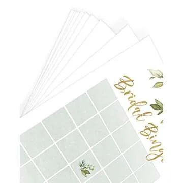 Printed Party Bridal Shower Games – Bingo Game with Blank Squares to Guess The Bride’s Gifts, Fun Wedding Shower Activity, Botanical Eucalyptus Theme, 50 Guests