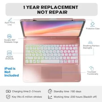 BABG Keyboard Case for iPad Air 13 inch, iPad Pro 12.9(6th/5th/4th/3rd Gen) Case with Keyboard, 360?...