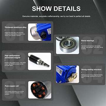 Putec Vibration Motor DC Brushless Miniature 12V 30W Speed Regulation 7000 Rotating Digital Display ...