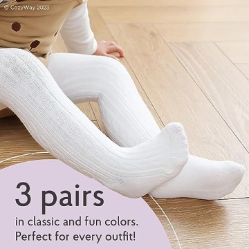 CozyWay Baby Cable Knit Tights for Toddler Girls 3 Pack
