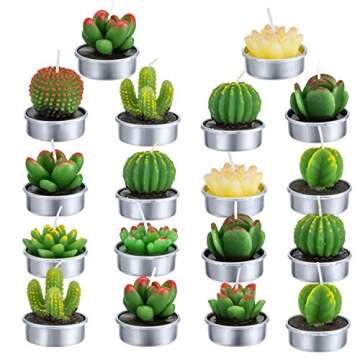 Cactus Tealight Candles(18 Pcs), Artificial Succulents Decorative Tea Light Candles,Perfect for Birt...