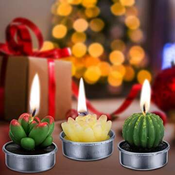 Cactus Tealight Candles(18 Pcs), Artificial Succulents Decorative Tea Light Candles,Perfect for Birthday Wedding Party Home Decor