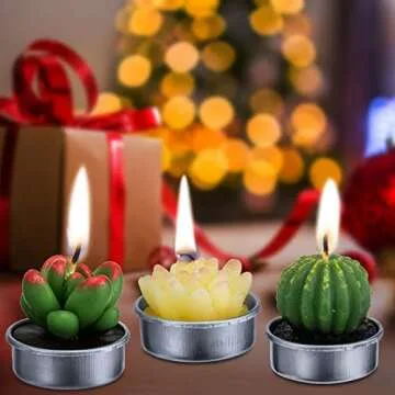 Cactus Tealight Candles(18 Pcs), Artificial Succulents Decorative Tea Light Candles,Perfect for Birthday Wedding Party Home Decor