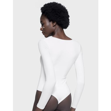 PUMIEY Long Sleeve Bodysuit Square Neck for Stylish Women