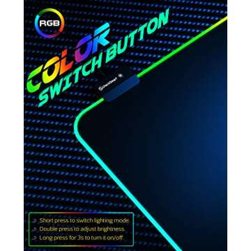 RGB Gaming Mouse Pad, UtechSmart Large Extended Soft Led Mouse Pad with 14 Lighting Modes 2 Brightness Levels, Computer Keyboard Mousepads Mat 800 x 300mm / 31.5×11.8 inches