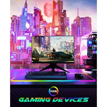 RGB Gaming Mouse Pad, UtechSmart Large Extended Soft Led Mouse Pad with 14 Lighting Modes 2 Brightness Levels, Computer Keyboard Mousepads Mat 800 x 300mm / 31.5×11.8 inches