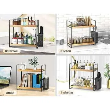 LEMIKKLE Bathroom Organizer with Unique Side Basket