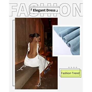 Doweha Women Backless Cowl Neck Cocktail Dress Halter Slip Long Semi Formal Party Wedding Guest 2025 Spring Summer Maxi Dress White S