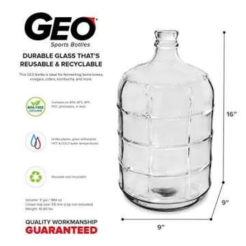 Geo Sports 3 Gallon Glass Carboy for Home Brewing Enthusiasts