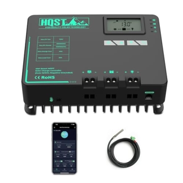 HQST MPPT 40 Amp Solar Charge Controller with Bluetooth LCD Display, 12V/24V