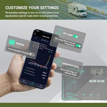 HQST 40 Amp Solar Charge Controller with Bluetooth LCD