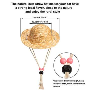Weewooday 6 Pieces Dog Cat Costume, Pet Sunglasses and Summer Straw Hat with Faux Gold Chain Collar,...