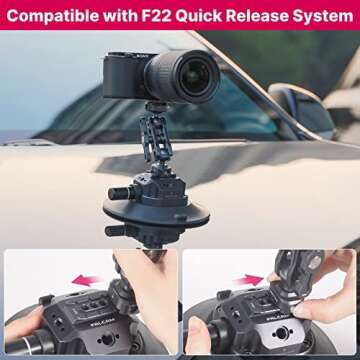 ULANZI Select Camera Car Suction Cup Mount - 6in F22 Quick Release Pump-actived Vacuum Suction Mount Hi-Speed Vehicle Boats Windshield & Window Mount Compatible with Nikon Canon Sony Camcorder DSLR