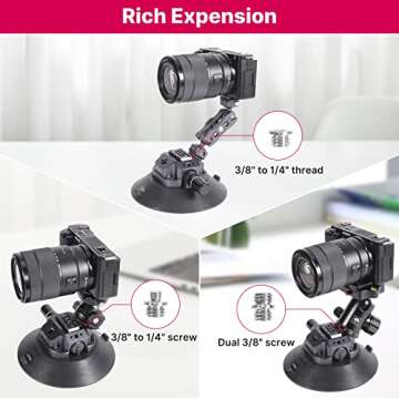 ULANZI Select Camera Car Suction Cup Mount - 6in F22 Quick Release Pump-actived Vacuum Suction Mount Hi-Speed Vehicle Boats Windshield & Window Mount Compatible with Nikon Canon Sony Camcorder DSLR