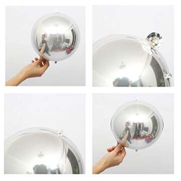 Eanjia Silver 4D Foil Balloons 8 Count 7 Silver Large Sphere Mylar Balloons Hangable Metallic Silver Orb Balloons for Birthday Decorations Silver Wedding Baby Shower Decoration Graduation Balloons