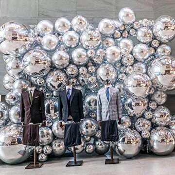 Eanjia Silver 4D Foil Balloons 8 Count 7 Silver Large Sphere Mylar Balloons Hangable Metallic Silver Orb Balloons for Birthday Decorations Silver Wedding Baby Shower Decoration Graduation Balloons