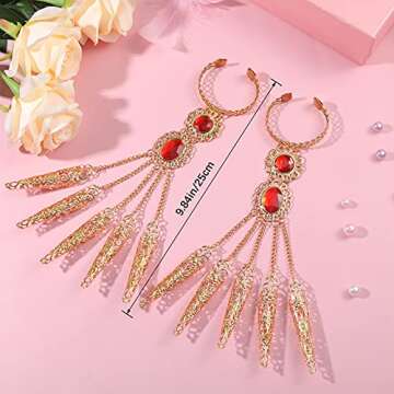 Maitys 2 Pcs Gold Bracelets Inlaid with Acrylic Women Belly Dance Gypsy Egyptian Bracelet with Finge...