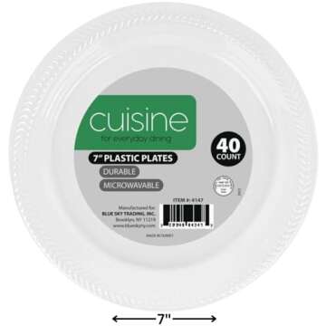 Exquisite Clear Cuisine Plastic Plates - 7" (Pack of 40) - Durable & Microwavable - Ideal for Everyd...