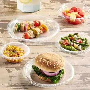 Exquisite Clear Cuisine Plastic Plates - 7" (Pack of 40) - Durable & Microwavable - Ideal for Everyday Dining & Parties