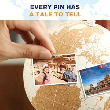 6-Inch White Cork Globe with Push Pins for All Ages