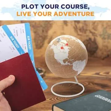 6-Inch White Cork Globe with Push Pins for All Ages