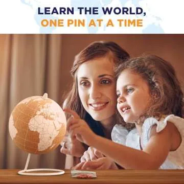 6-Inch White Cork Globe with Push Pins for All Ages