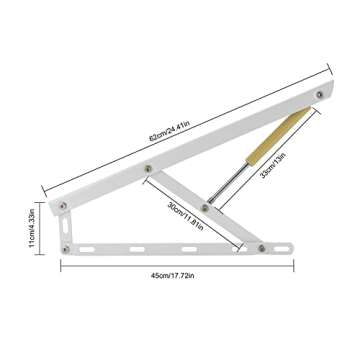 Metal Bed Lift Mechanism for Lift Storage Bed DIY Project, 44lbs Load Capacity Per Piece Heavy Duty Pneumatic Gas Spring Lift Up Lifter Hardware Kit for Sofa Bed Cabinet