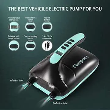 20PSI High Pressure SUP Vehicle Electric Air Pump, Inflation Paddle Board Pump for Stand Up Paddle B...