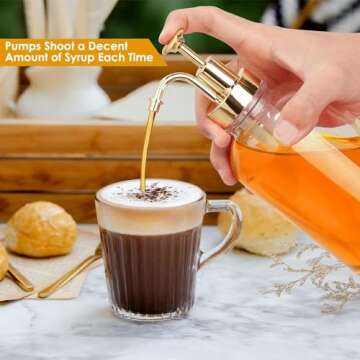 Jatnsefo 2 Pack 16.9 Oz Coffee Syrup Dispenser - Elegant Glass Bottle with Pump