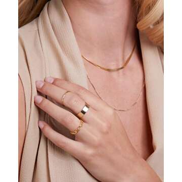 Milla Dainty Rings For Women - Gold Stacking Rings or Silver Stackable Rings - Open Circle Rings & Chain Rings for Women (Open Link - 14K Gold Plated, Size 8)