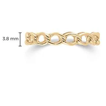 Milla Dainty Rings For Women - Gold Stacking Rings or Silver Stackable Rings - Open Circle Rings & Chain Rings for Women (Open Link - 14K Gold Plated, Size 8)