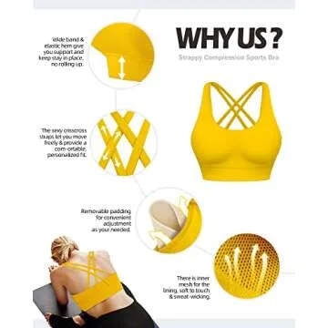 Ama Larsi High Impact Strappy Sports Bra for Women Supportive Padded Crisscross Back Running Yoga Workout Bra