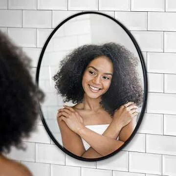 HBCY Creations Round Mirror, Black 24 inch Wall Mirror for Entryway, Bathroom, Living Room and More, Modern Minimalist Mirror for Both Rustic and Boho Design and Decor