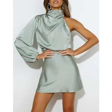 Elegant Women's One Shoulder Satin Mini Dress