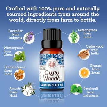 GuruNanda Calming Sleep Essential Oil (2x0.5 Fl Oz) - 100% Pure, Natural & Undiluted Aromatherapy Oil for Diffusers - Promotes Calmness & Relaxation