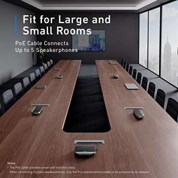 AnkerWork SR500 By Anker Conference Speaker and Microphone with Deep Learning, 8 Mics, 48 kHz, Connect 5 Speakerphones in Daisy Chain, AI Noise Cancellation, Pickup in Conference Rooms Up to 45 People