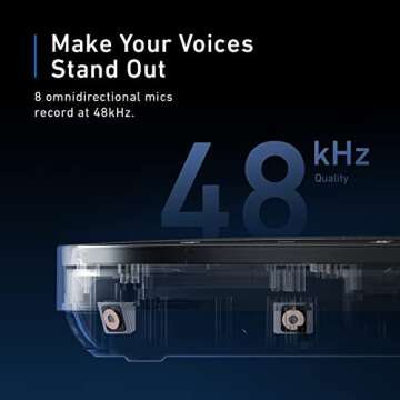 AnkerWork SR500 By Anker Conference Speaker and Microphone with Deep Learning, 8 Mics, 48 kHz, Connect 5 Speakerphones in Daisy Chain, AI Noise Cancellation, Pickup in Conference Rooms Up to 45 People