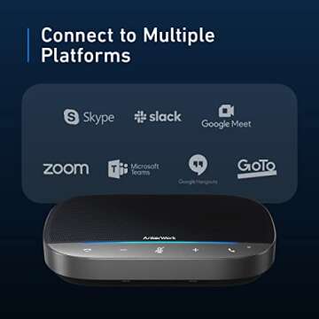 AnkerWork SR500 By Anker Conference Speaker and Microphone with Deep Learning, 8 Mics, 48 kHz, Connect 5 Speakerphones in Daisy Chain, AI Noise Cancellation, Pickup in Conference Rooms Up to 45 People