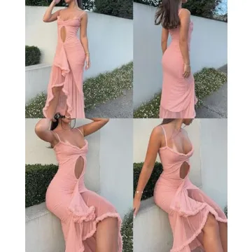 Stylish houstil Women's Summer Ruffle Maxi Dress