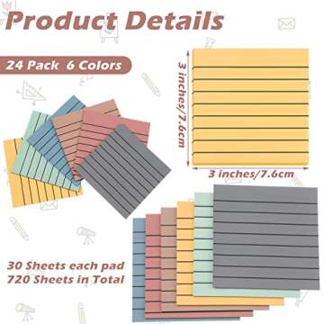 Yinder 24 Pack 720 Sheets Transparent Sticky Notes Translucent Clear Lined Self Sticky Notes for Bib...