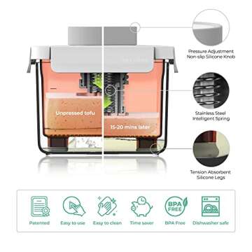 TOFUDEE Tofu Press | Food Strainer for Paneer, Cheese, & All Kinds of Tofu - Soft, Silken, Organic, ...