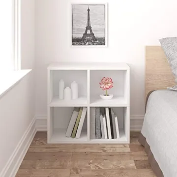 Way Basics Recycled Paperboard 4 Cubby Shelf Tool-Free Assembly