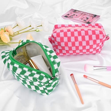 SOIDRAM Makeup Bag Duo Cute Checkered Style Organizer