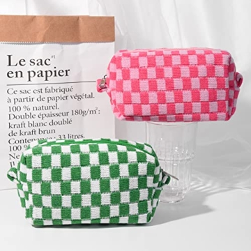 SOIDRAM Makeup Bag Duo Cute Checkered Style Organizer