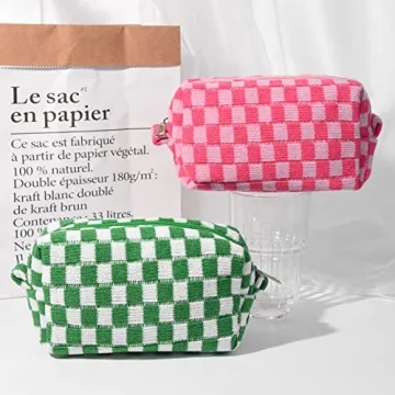 SOIDRAM Makeup Bag Duo Cute Checkered Style Organizer