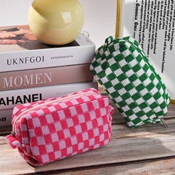 SOIDRAM Makeup Bag Duo Cute Checkered Style Organizer