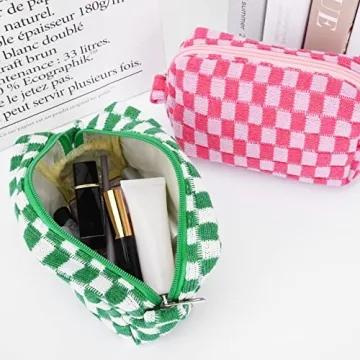 SOIDRAM Makeup Bag Duo Cute Checkered Style Organizer