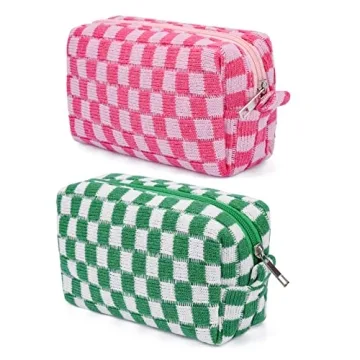 SOIDRAM Makeup Bag Duo Cute Checkered Style Organizer