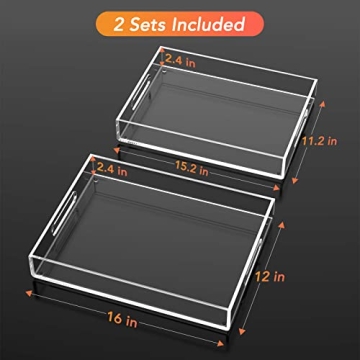 MaxGear Acrylic Decorative Trays Set of 2 for Home & Events